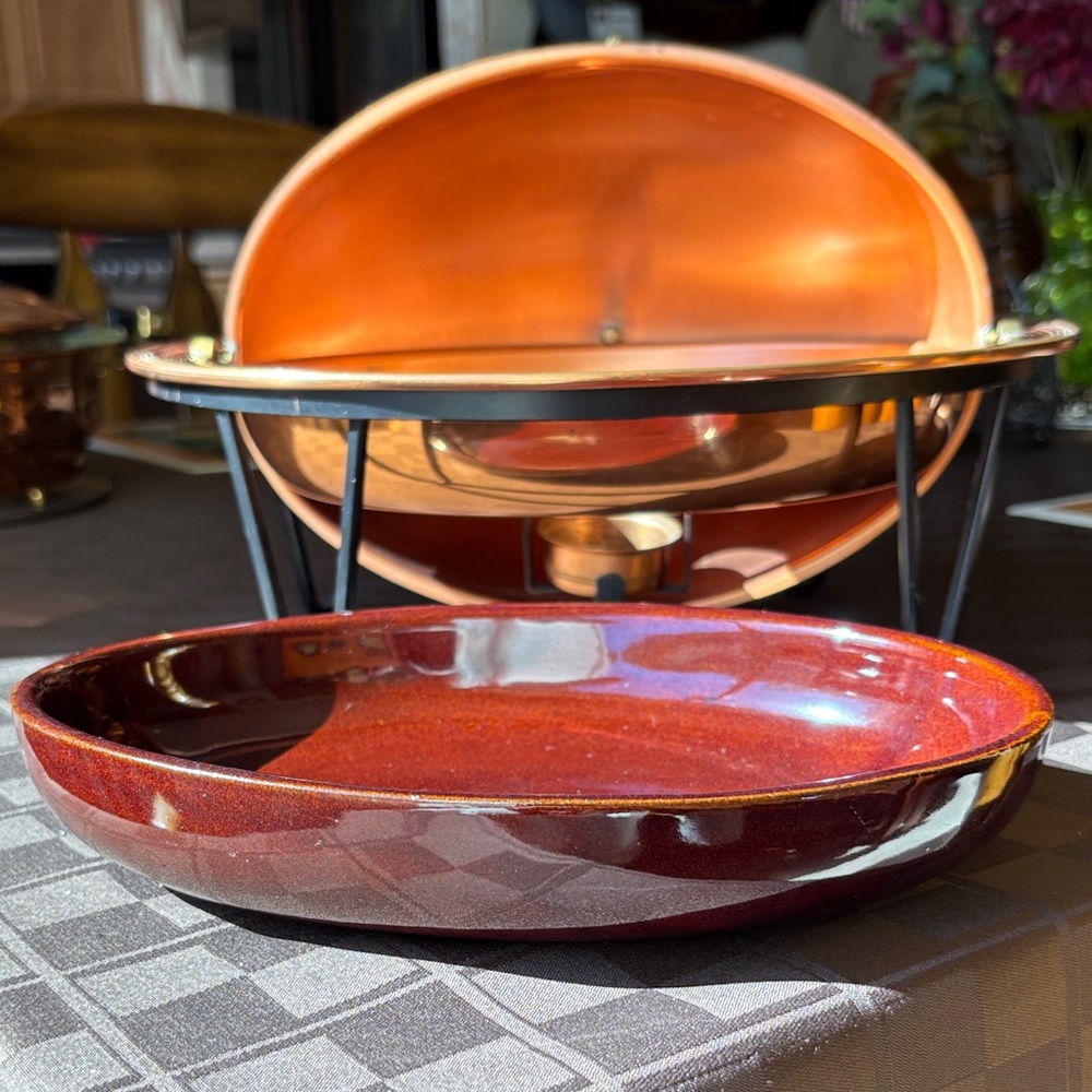 Vintage Copper and Brass Serving Dish